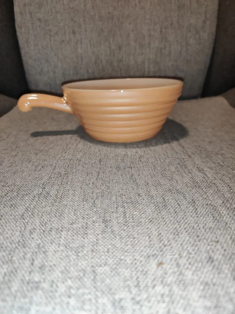 Vintage Fire King Oven Ware ~ Peach Luster Soup Bowl w/Handle 5